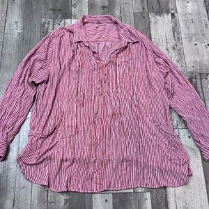 Free People FP One Viscose Oxford Shirt Oversized Button Up Boho Medium